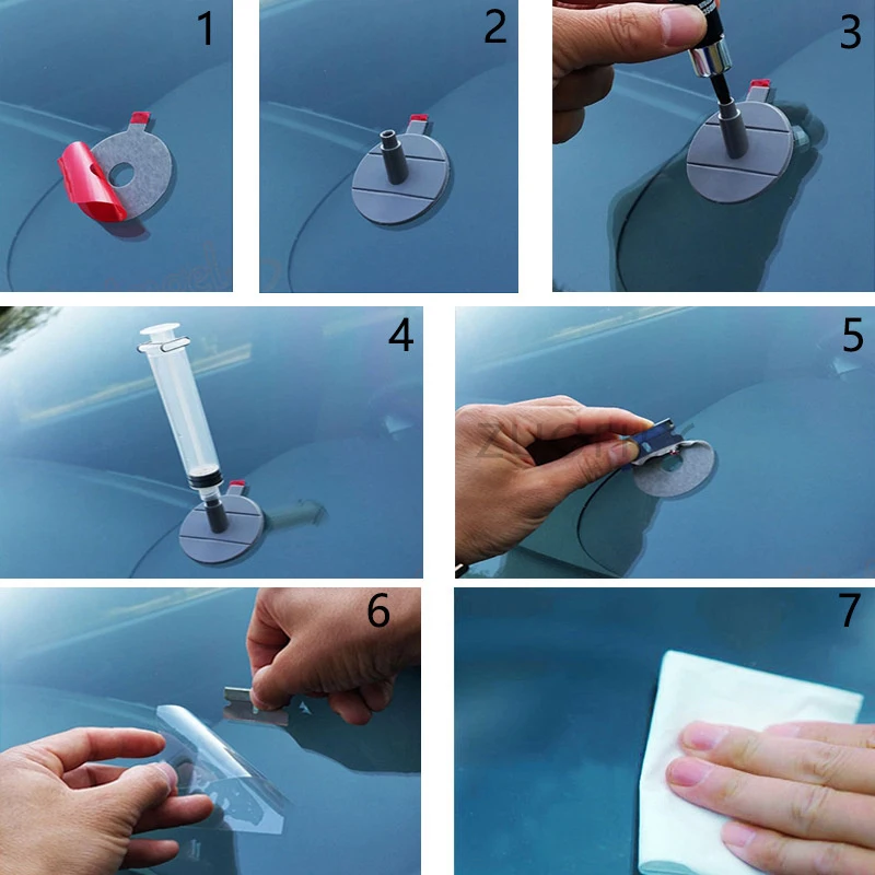 Car Windshield Repair Set DIY Auto Windscreen Scratch Glass for Chip Crack Repair Tools Kit Give Door Handle Protective Stickers car glass repair car glass repair tool car scratch repair tool car sticker