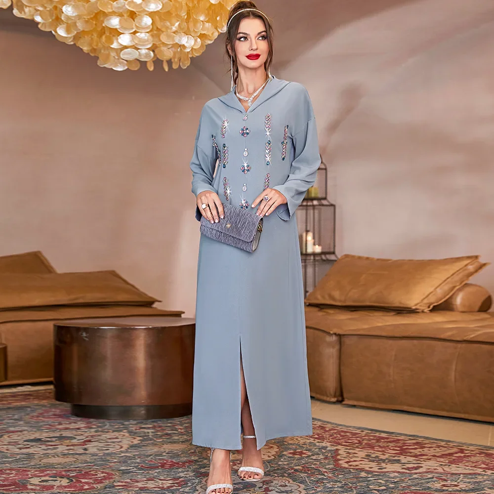

Платье Abayas женское вечернее со стразами, арабвечерние праздничное платье Дубая, кафтан, абайя, Исламская одежда