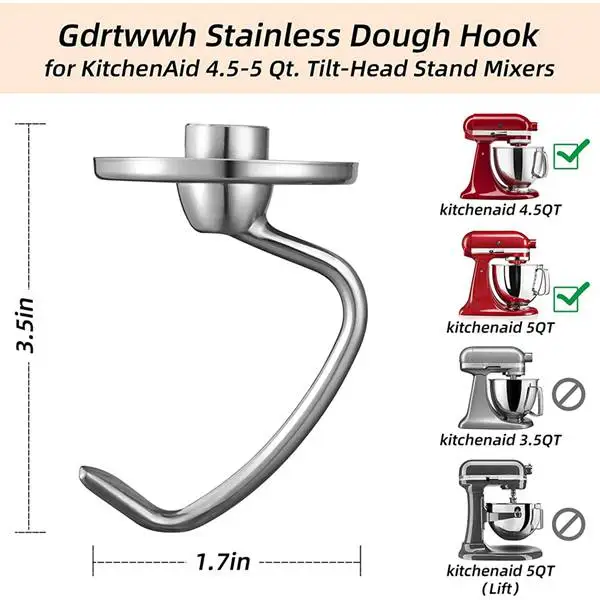 Dough Hook Replacement Dough Hook For Kitchenaid 4.5-5 Quart Tilt-Head  Stand Mixer - AliExpress