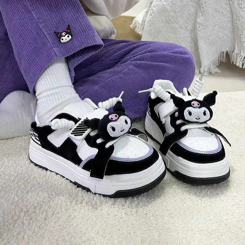 

Аниме Sanrio Kuromi кроссовки мультфильм кавайная Студенческая уличная спортивная Милая Удобная нескользящая обувь игрушки для девочек Подарки