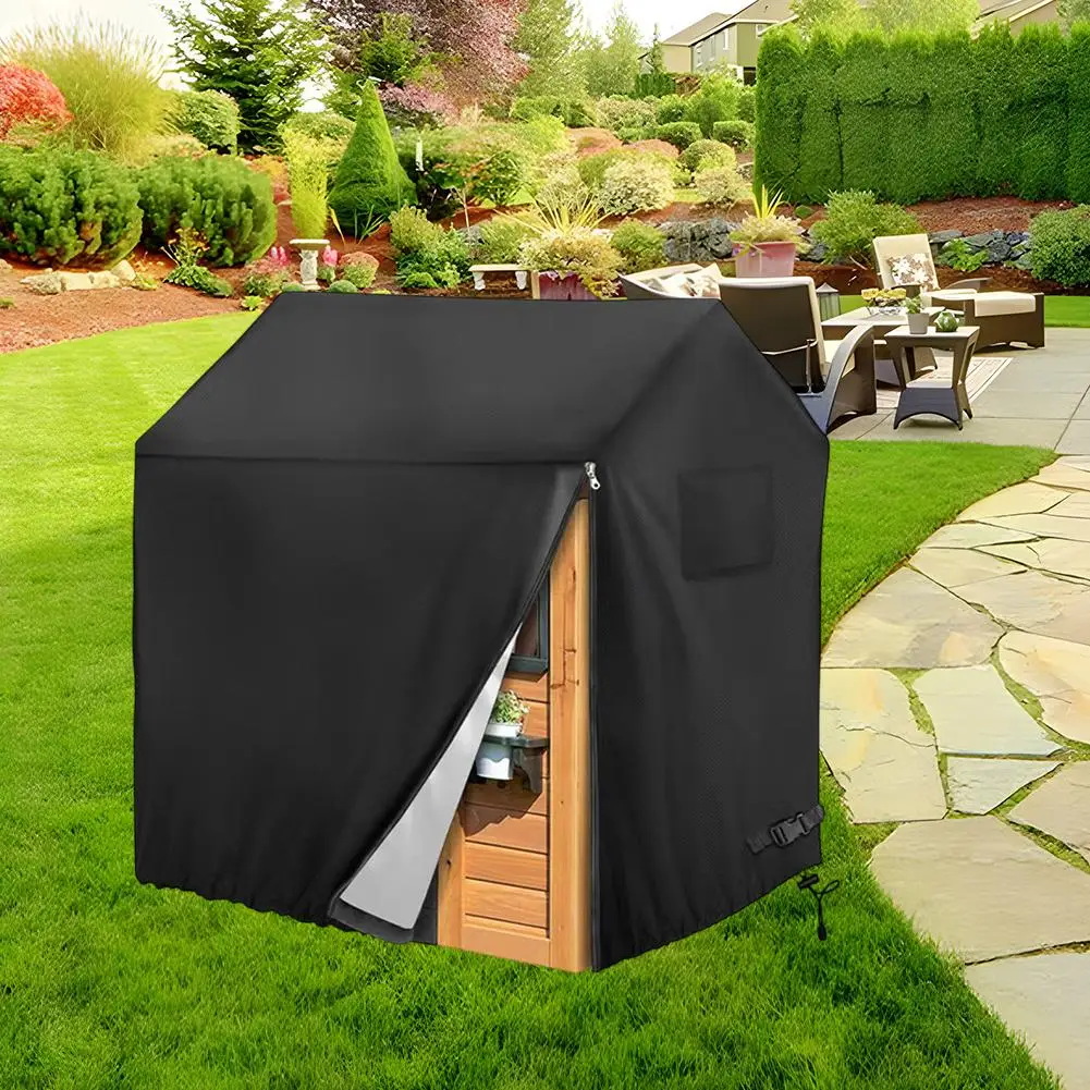 Patio Furniture Cover 210D Outdoor Game House Cover Windproof Waterproof Sunscreen Protective Cover Garden Courtyard Wooden House