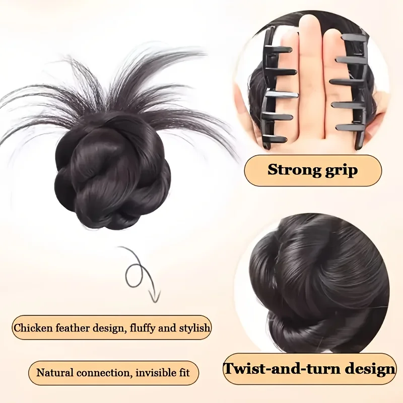 Meatball head synthetic hair bun new fashion female elegant floral hairpin-high temperature plastic hair accessories