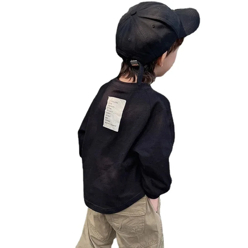 2025 Spring New Children Long Sleeve T Shirt Cotton Baby Boy Girl Solid Casual Bottoming Shirt Toddler Kids Versatile Loose Tops 6