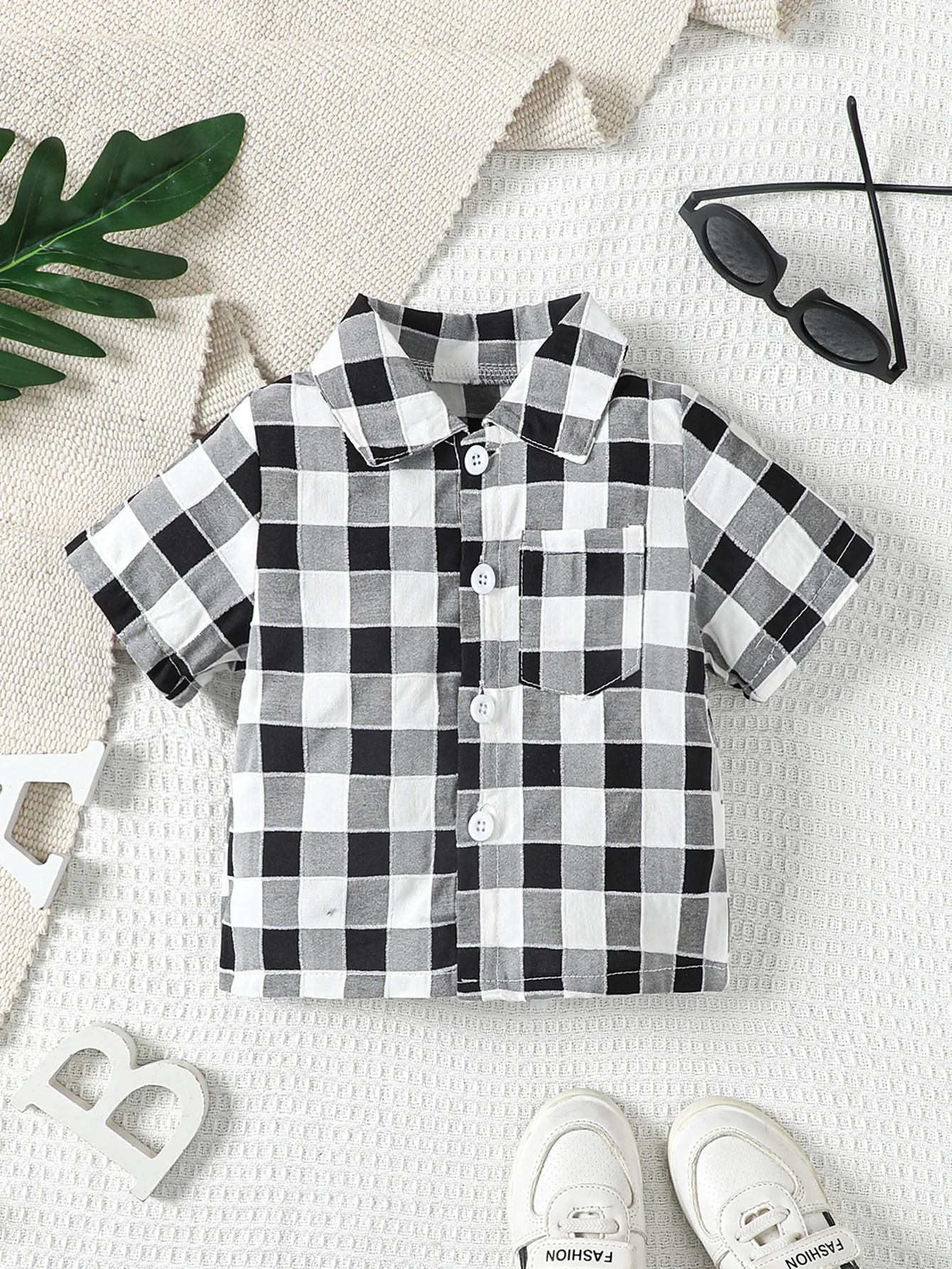 Kids Shirts 6-36M Baby Boys Casual Simple Style Short Sleeve Gentleman Striped Plaid Shirt Spring/Summer kids shirts