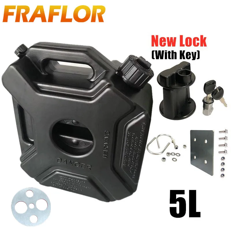 5L Liters Jerry Can Black Fuel Tank Can Car Motorcycle Spare Petrol Oil Tank Backup Jerrycan Fuel-jugs Canister With Lock & Key