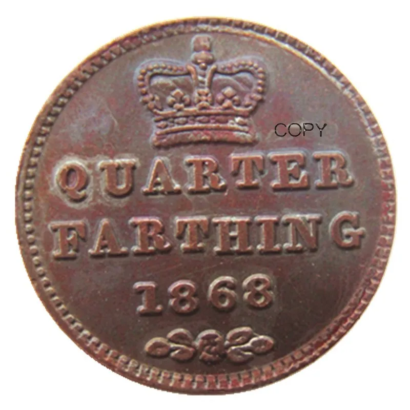 

1868 британская Великобритания/цейлонская Виктория четверть Farthing копия монет