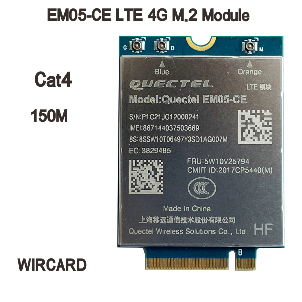 Cartão Em05-ce 4g para Laptop Fdd-lte Tdd-lte Cat4 150mbps Módulo 4g Fru 5w10v25794