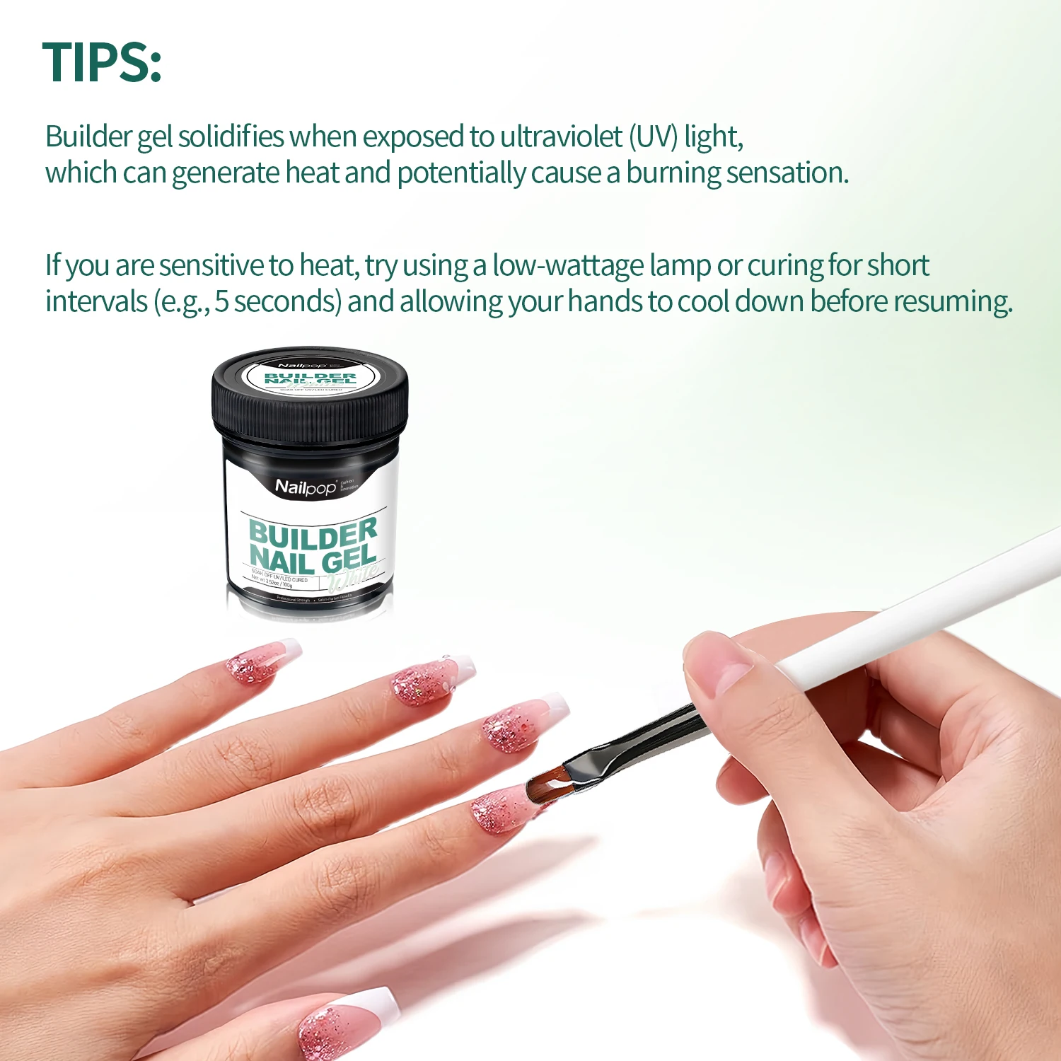 Nailpop Professional Builder Gel UV Hard Gel for Nail Strengthen Quick Building Long Lasting Soak Off Extension 30/100g