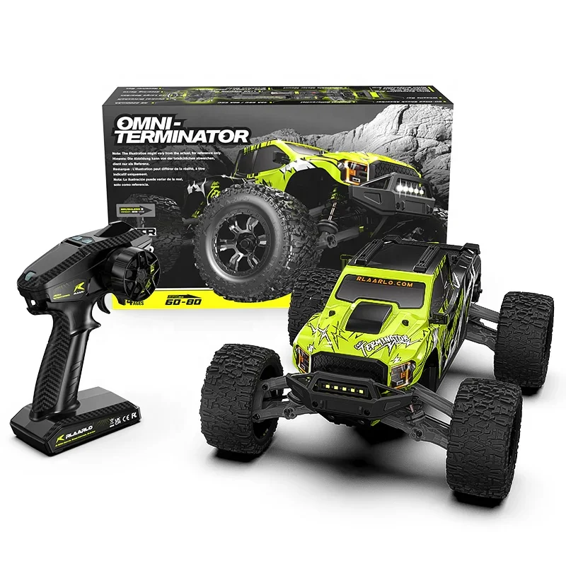 Rlaarlo 메탈 RZ001G-A 1:10 스케일 몬스터 트럭 브러시리스 RC카 (CNC 알루미늄 프레임 및 방수 서보 포함, 모든 지형 주행 가능)