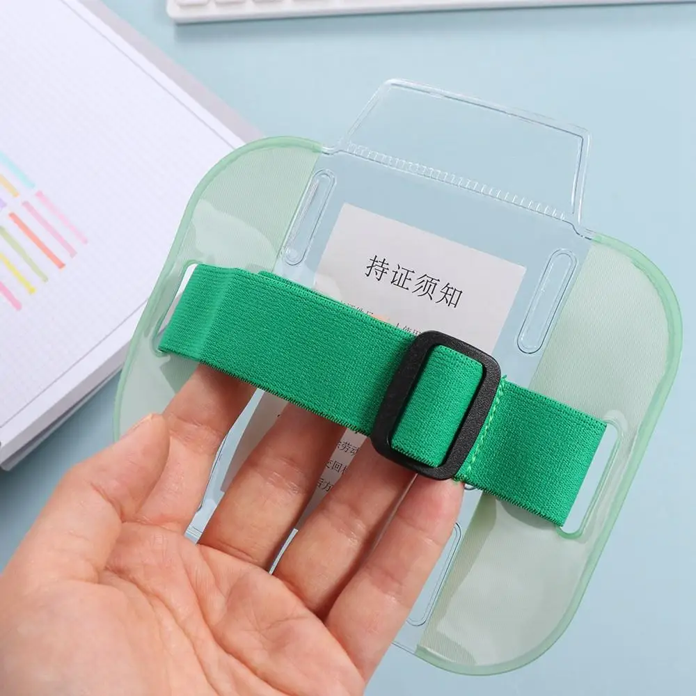 Adjustable Elastic Arm Band ID Badge Holder PVC Plastic Card Holder Photo Armband For Men Women