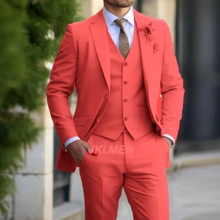 Abito Uomo 3 Pezzi Slim Fit - Giacca, Gilet E Pantaloni, Per Matrimoni E Ufficio - Foto 4