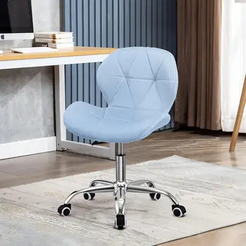 Modern Fabric Swivel Office Chair, Height Adjustable Padded Armless Desk Chair with Wheels for Home Office