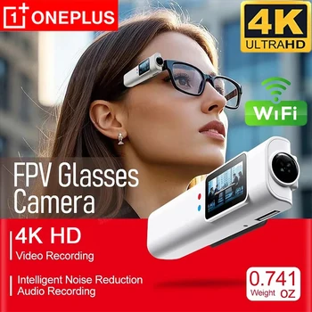 Occhiali FPV OnePlus Mini 4K con Microcamera per Riprese Video HD WiFi, Visore Intelligente per Registrazione Audio e Video con App WiFi