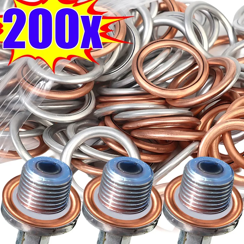 Oil Drain Plug Gasket Oil Drain Plug Seal Washer 200/10pcs Car Oil Pan Drain Gasket Drainage Bolt Pad Aluminum/ Copper Oil Drain Plug Gasket For Volkswagen Audi