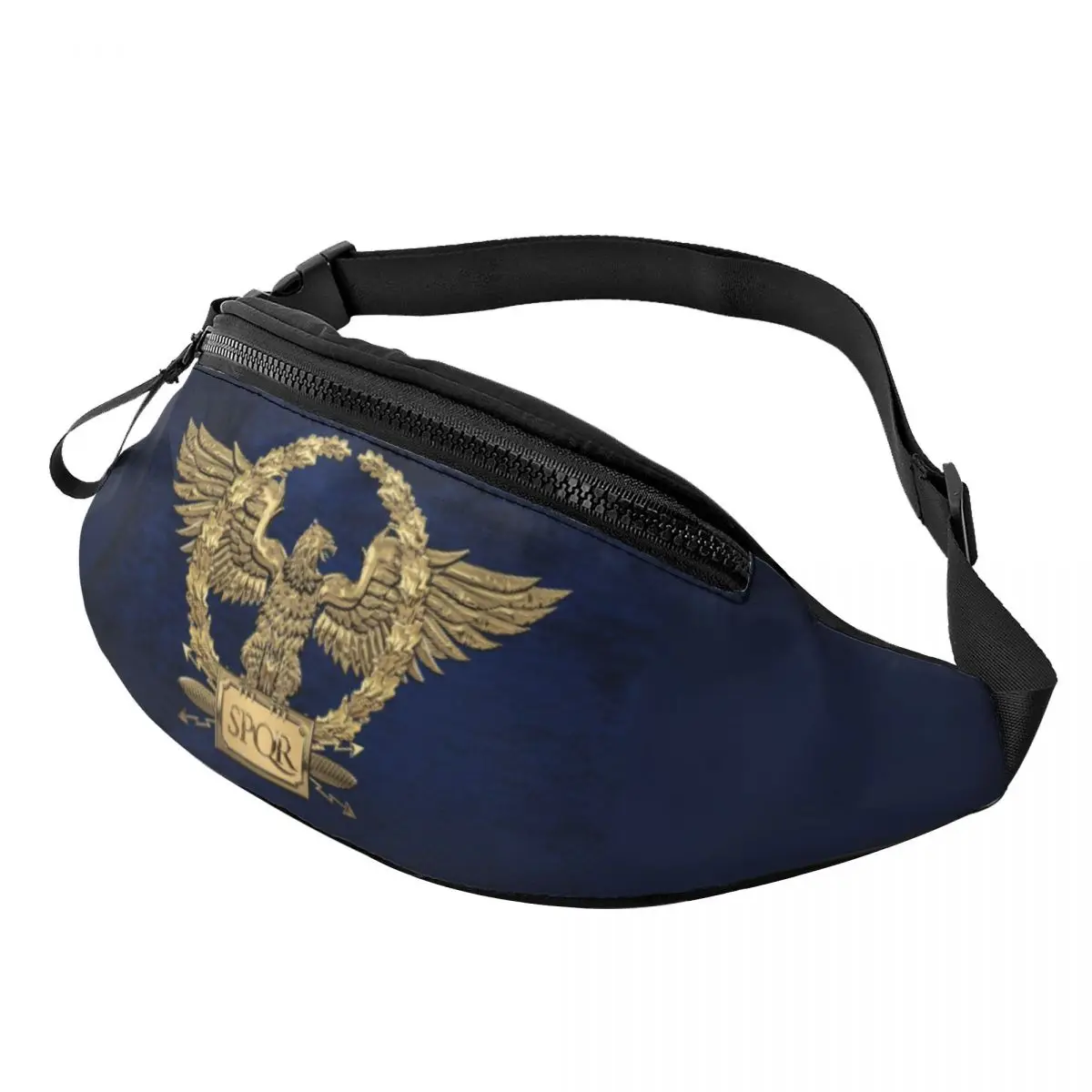 

Cool Gold Roman Imperial Eagle SPQR Logo Fanny Pack for Travel Hiking Women Men Crossbody Waist Bag Phone Money Pouch