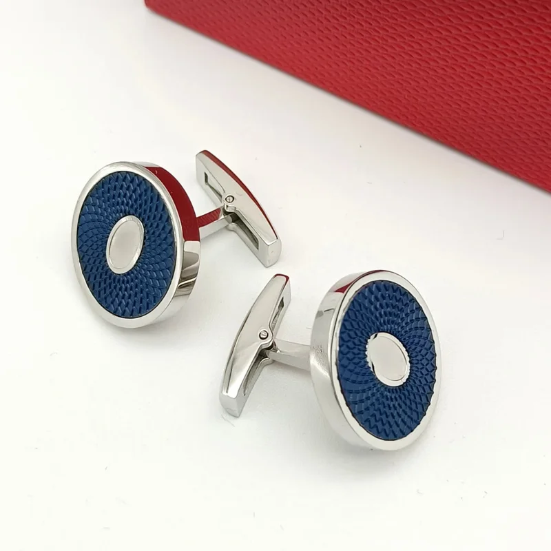 Luxury High Quality CT Round Green Blue Red Black Cuff Links Detail Business Suit Shirts CuffLinks Classic Buttons Box Set