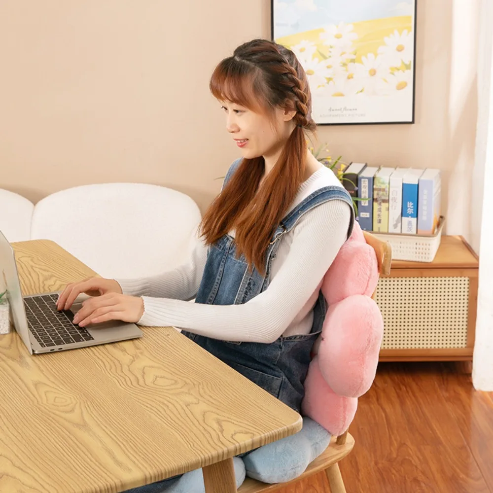 Kids Toy Plush Cherry Blossom Pillow Soft Flower Shaped Seat Cushion Easy Rebound Thickened Chair Cushion Bedroom