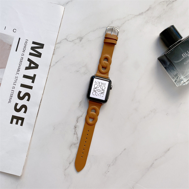 Circle Leather Thin Strap For Apple Watch Band Series 7 6 5 4 3 SE 2 1 Soft Wristband For iWatch 41 45 38 40 42 44 MM