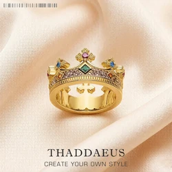 Majestic Gold Queen Crown Ring - 925 Sterling Silver European Style Fine Jewelry - 8