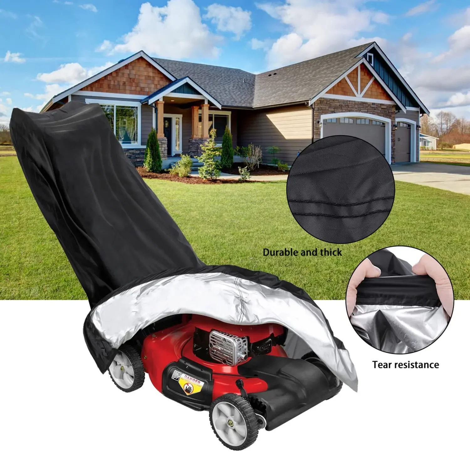 Lawn Mower Cover Waterproof Heavy Duty Push Mower Covers Outdoor Dust UV Protection Universal with Cover Storage Bag