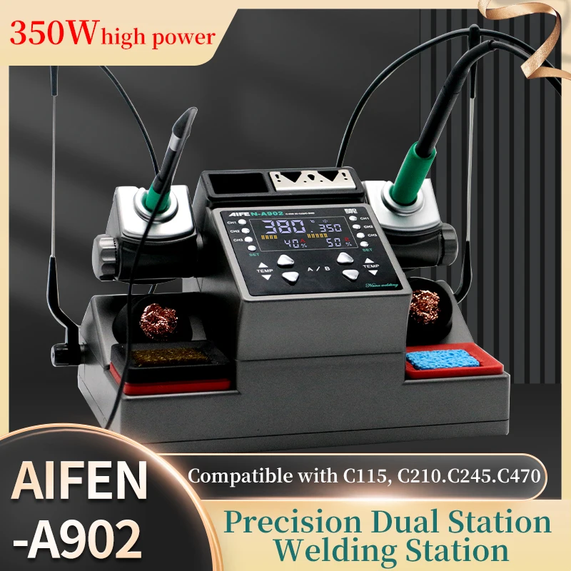 AIFEN A902 Soldering Station  C115 C210 C245 Double Station Welding Rework Station For Cell-Phone PCB  IC Repair Solder Tools