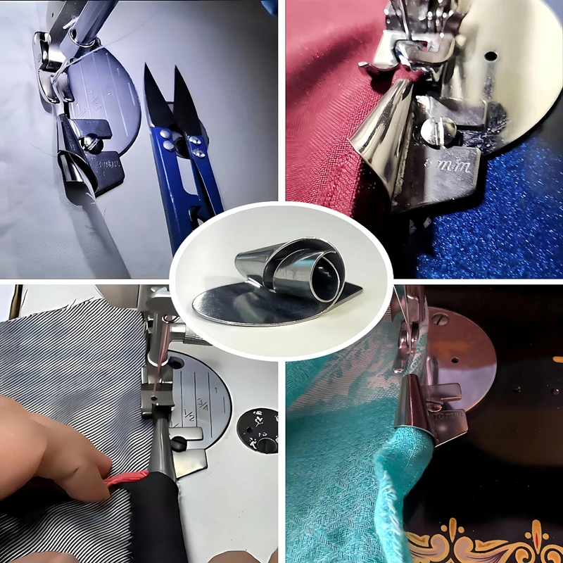 New Sewing Rolled Hemmer Foot Set 3-10mm Wide Rolled Pressure Foot Sewing Machine Home Industrial Curved Scroll Hemmer Foot Tool