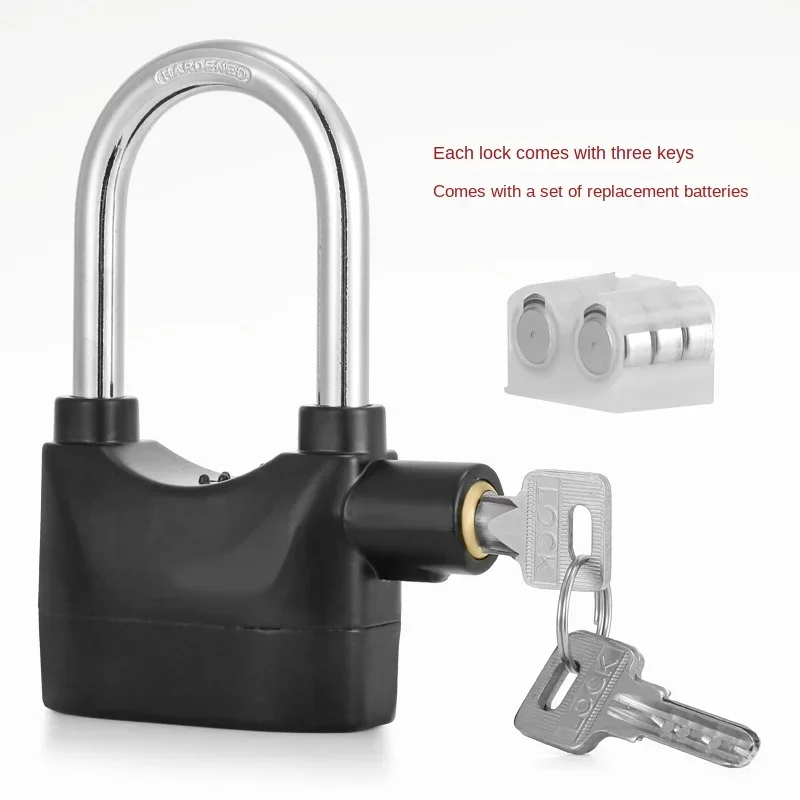 Full copper core zinc alloy built-in motion sensor security 110db siren alarm lock universal anti-theft padlock for bicycle moto