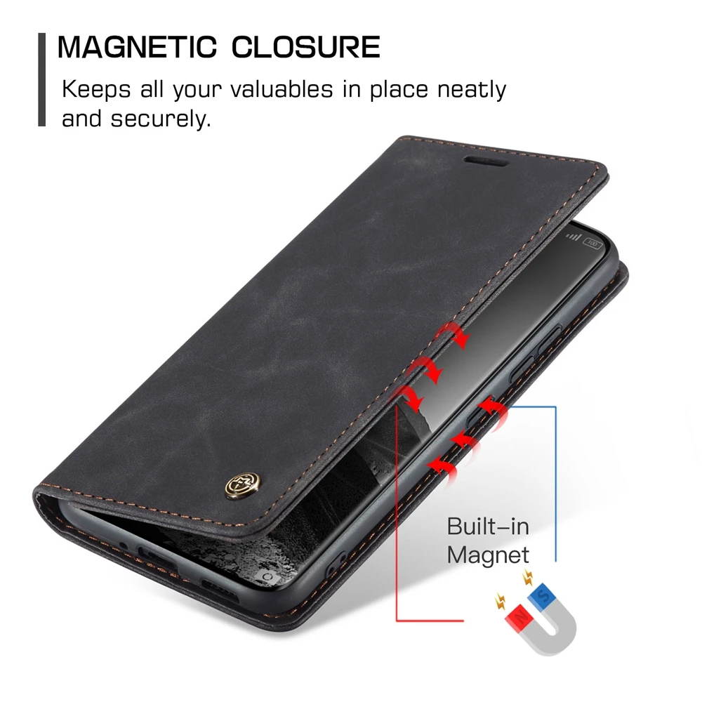Magnetic Flip Leather Wallet Case with Kickstand and Card Holder
