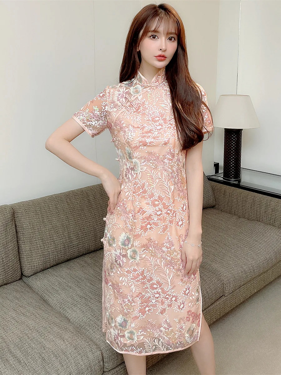 

Boutique High Quality Lace Elegant Wedding Party Lady Qipao Dresses