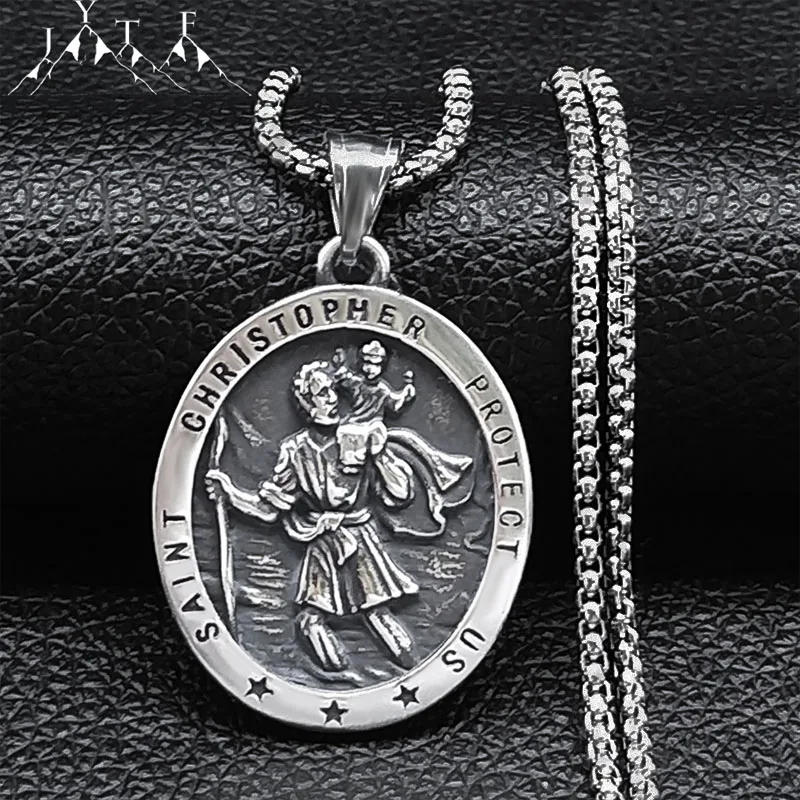 Amberta Pendentif Saint Christophe En Argent Sterling 925 - Médaillon Protecteur Voyageurs | Or Ou Argent
