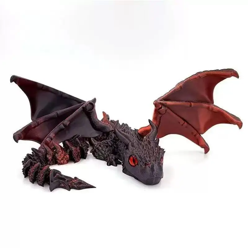 Articulated 3D Printed Wyvern Dragon with Wings - Dynamic Desktop Ornament and Unique Gift