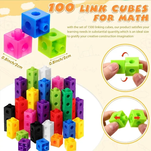 100pcs Connected Cube Toys For Mathematical Counting Plastic Counting Blocks Colored Mathematical Cubes Home School Preschool 4