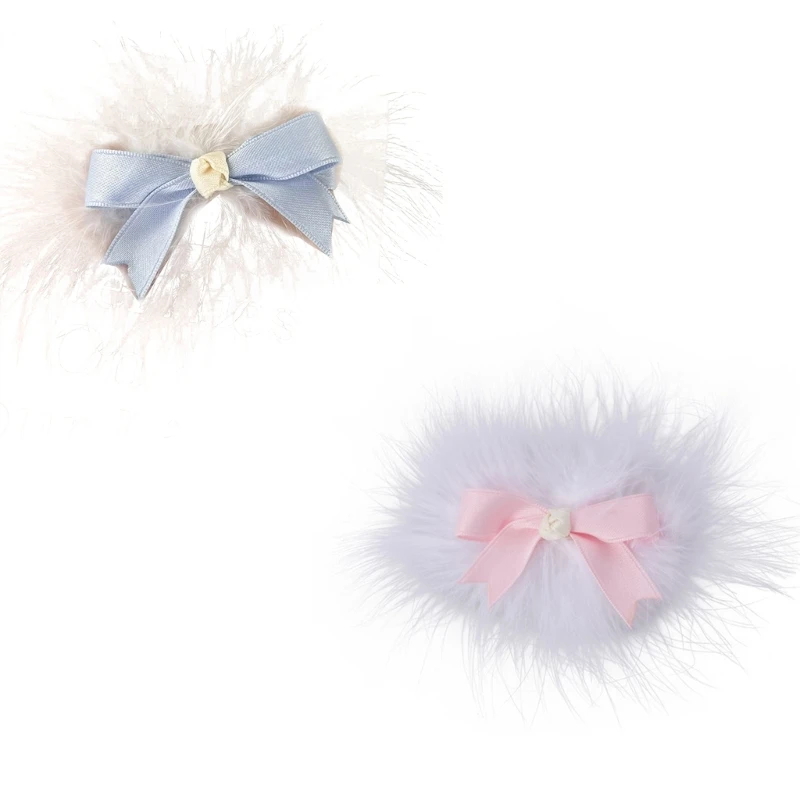 

MXMB Bride Large Bow Hair Clip Sweet Feather Hairpin Women Girls Headress