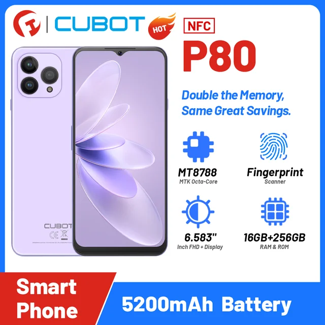 Cubot 2023 New Global Version Smartphone P80, Android 13 Phone, 8GB RAM,  256GB/512GB ROM, NFC, 6.583 Large Screen, 48MP Camera - AliExpress