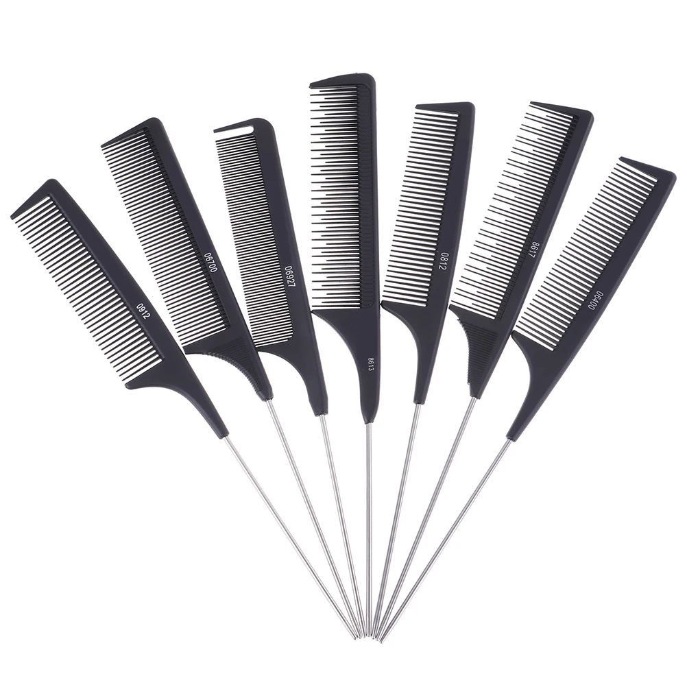 Professional Anti Static Pointed Tail Hair Styling Comb Hair Dye Brush Barber Steel Needle Pin Rat Tip Combs Barber Accessorie 3