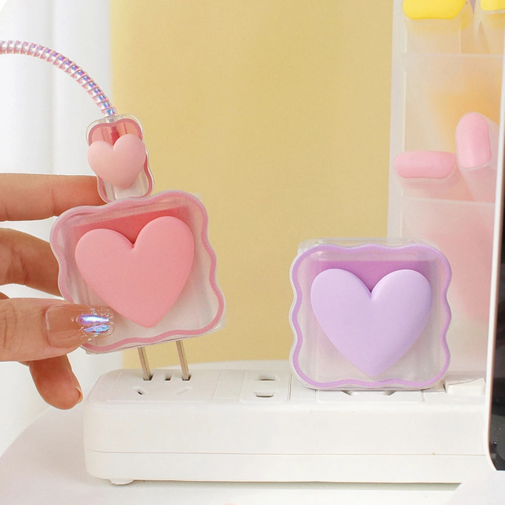 3D Love Design Charger Cable Protector Cover For iPhone 16 15 14 13 12 11 18W 20W Charger Data Cable Line Spiral Winder Protect cable protector,cable wire protector,charger protective cover,charger protector,charger protective case