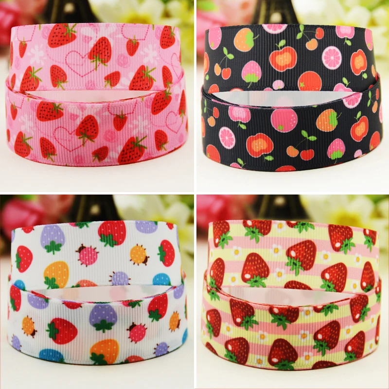 

22mm 25mm 38mm 75mm strawberry Cartoon printed Grosgrain Ribbon party decoration 50 Yards