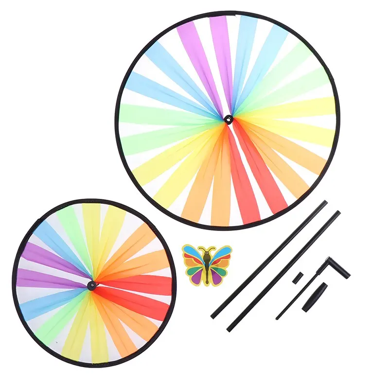 Colorful Polyester Wheel Windmill for Children Outdoor Activities and Garden Decoration 1pc