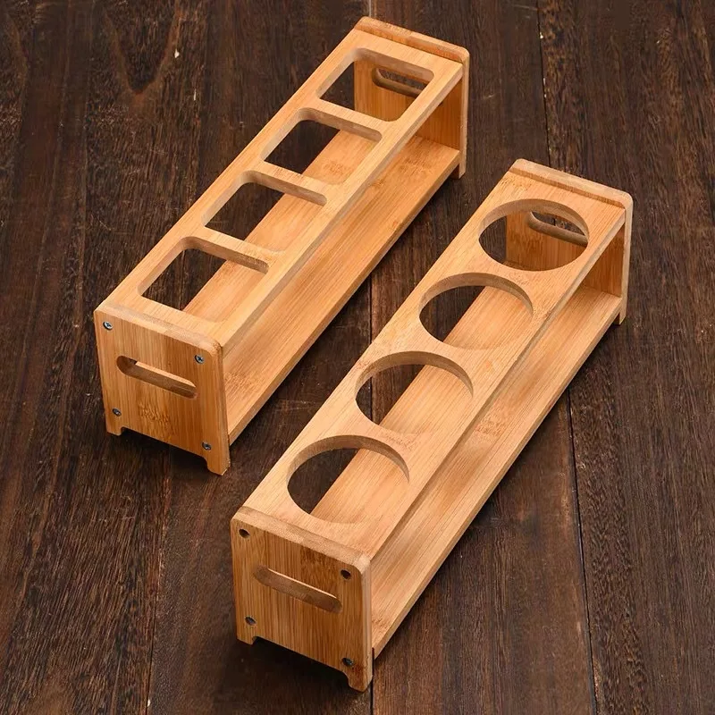1PC Wooden Storage Rack Wine Glass Seasoning Shelf Multifunctional Space Saving Placement Table Storage Compartment Kitchen Tool 3