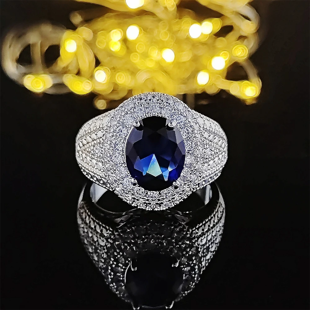 Luxury Blue Engagement Ring – Women's Anniversary Gift Jewelry Wholesale