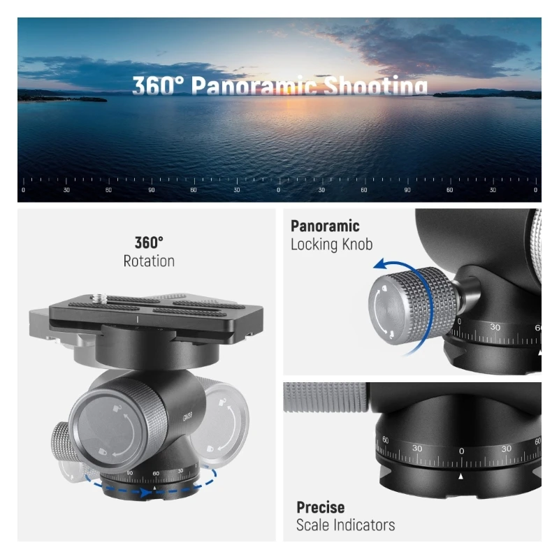 Gimbaled Head for Monopod Tripod Long Telephoto Lenses Metal Low Head