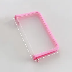 INS Multifunctional Transparent Zipper Pouch - Solid Color File Organizer and Stationery Bag (Pink)