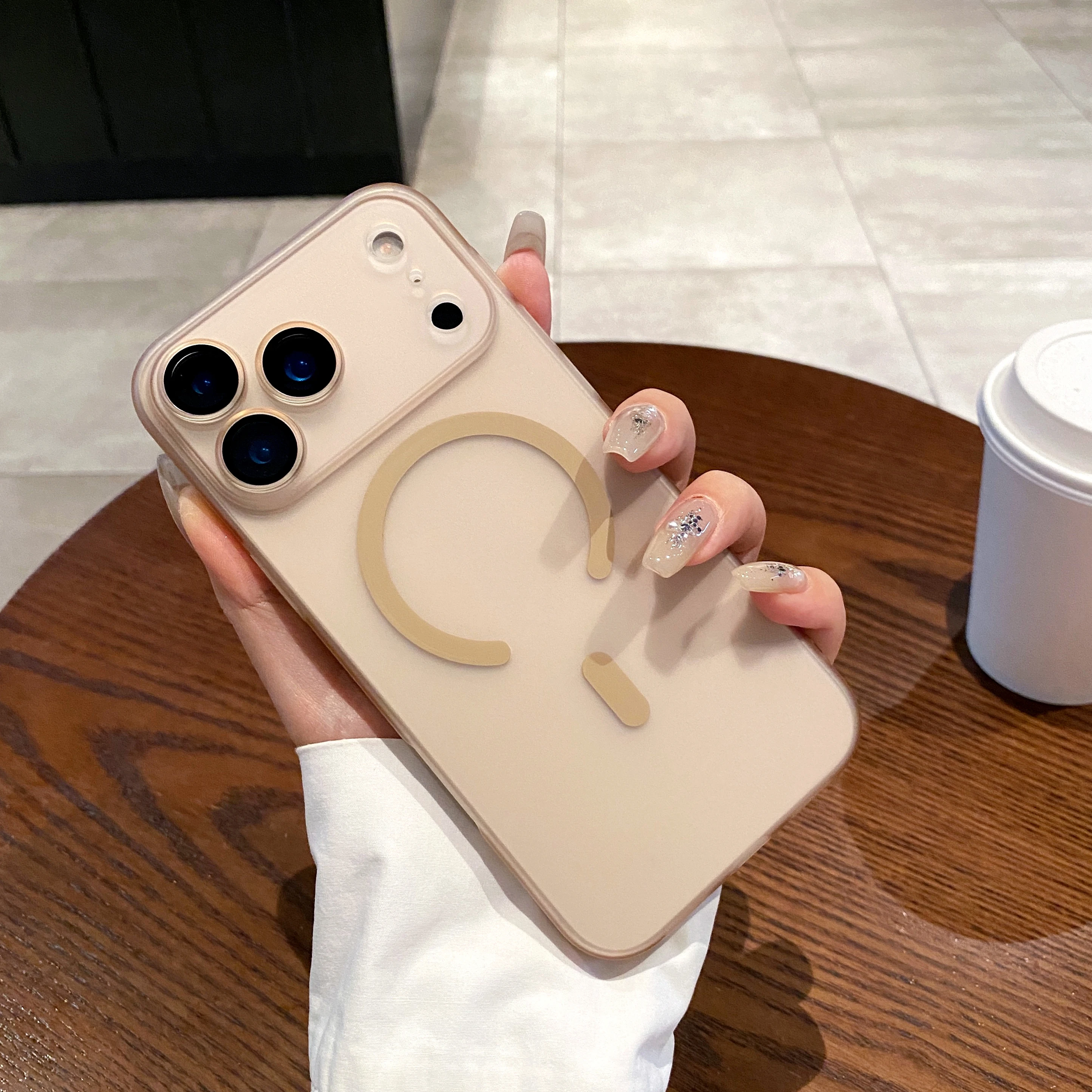 Luxury Ultra Thin Matte Clear Magnetic Wireless Charging Case