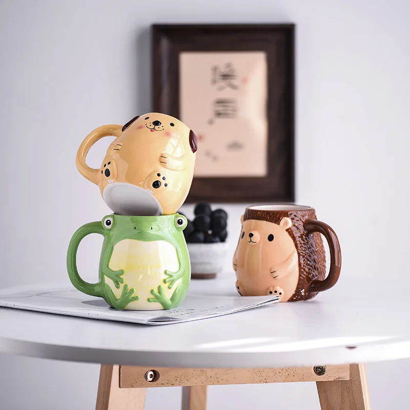 

Ceramic Cups 3D Animal Cups Large-capacity Hand-painted Cute Ceramic Cups Creative Funny Milk Coffee Cups Children's Cups