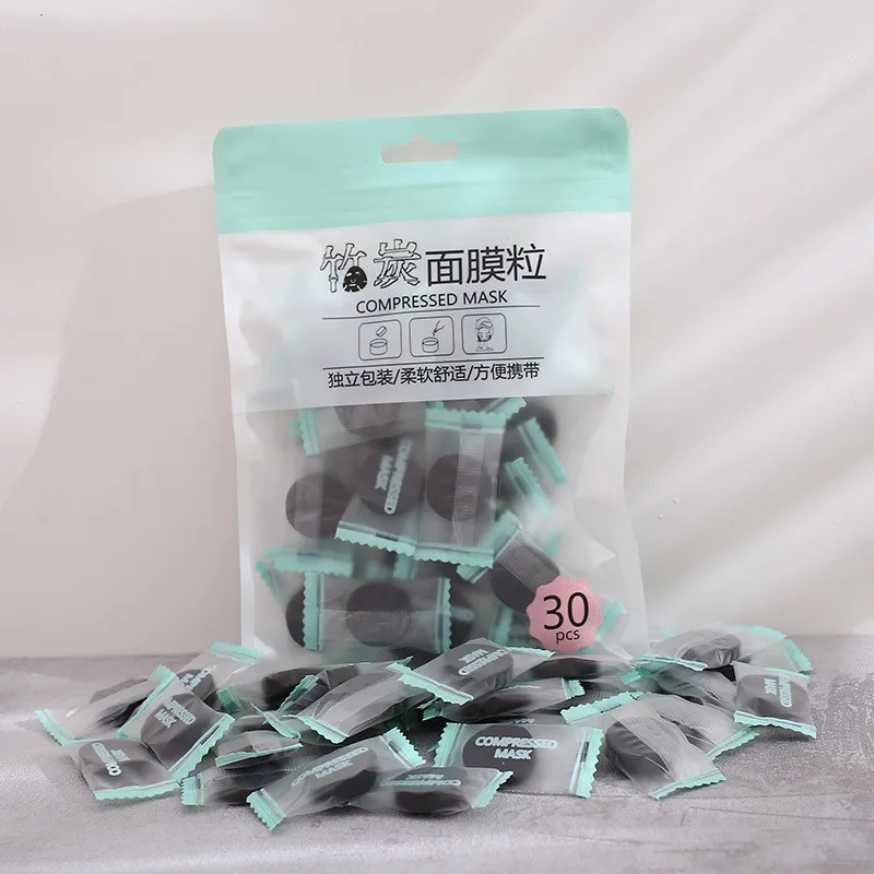 

Facial Bamboo Charcoal Mask Paper Disposable DIY Face Mask Paper Whitening Mask Compressed Mask Paper Beauty Tool 30pcs/pack
