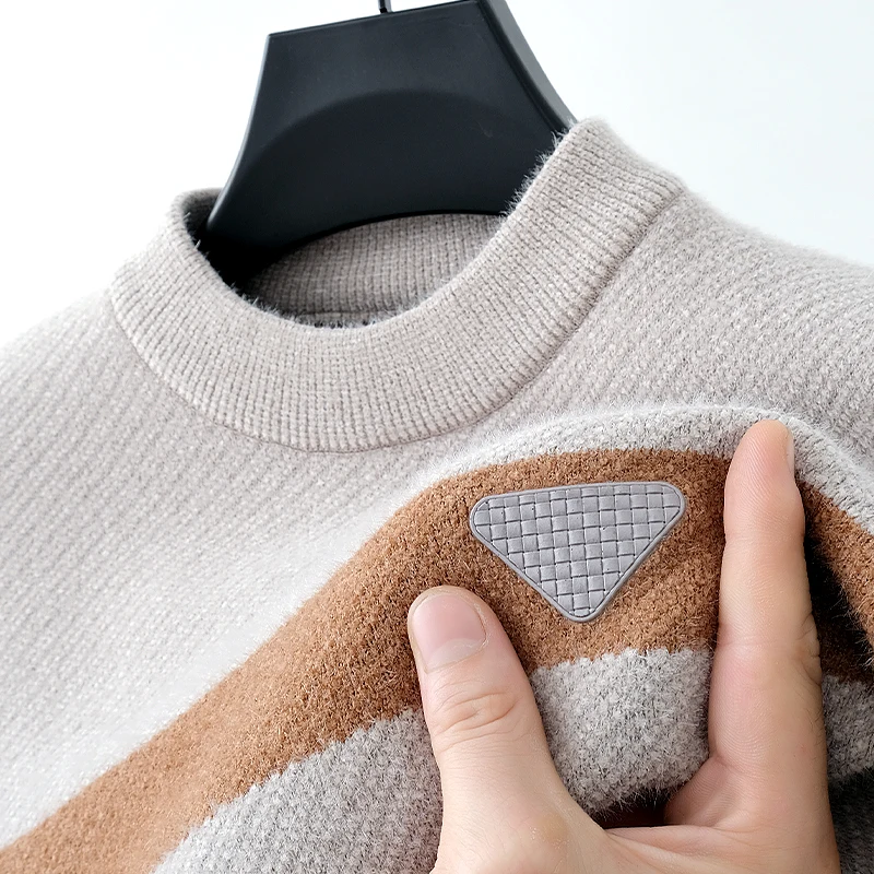 

High Quality Fall Men's Brand Striped Designer Fashion Brand Long Sleeve Round Neck Pullover Business Casual Sweater New Top