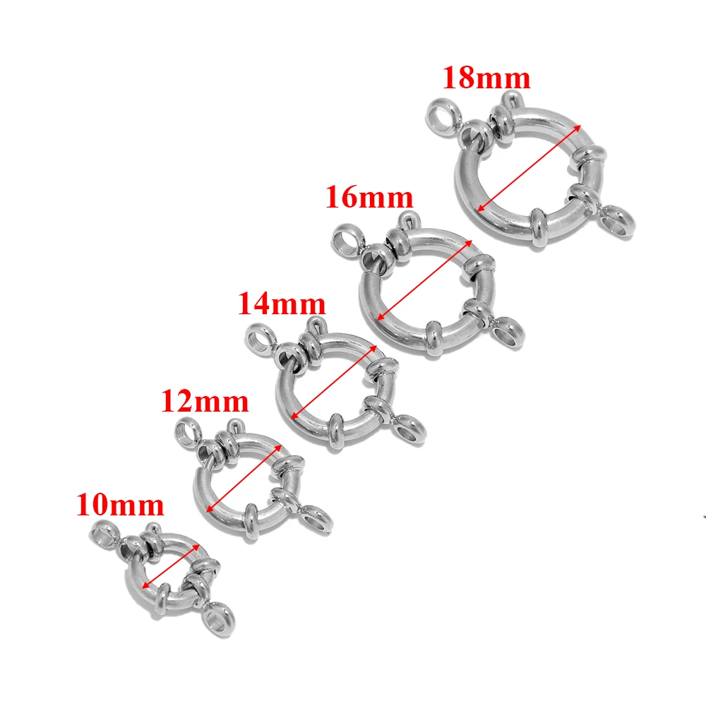 Stainless Steel Round Spring Ring Clasps DIY Clavicle Necklace Hooks Jewelry Making Connectors Findings Bracelet Supplies 4pcs
