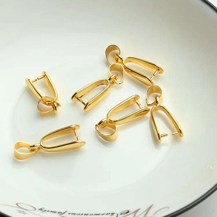 14 k gold plated fittings double pendant clamp manually DIY accessories button color preserving claws necklace jade | Украшения и