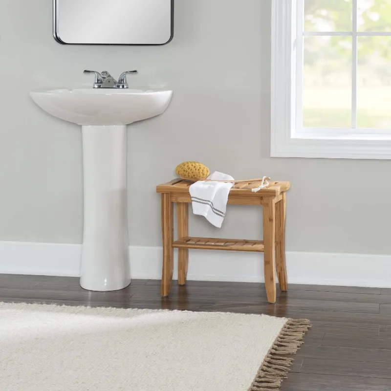 Bracken Bathroom Stool with Shelf, 18" Seat Height, 6
