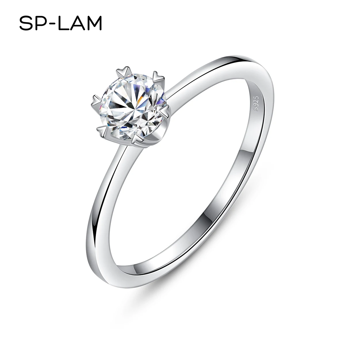 

Moissanite Engagement Ring Women Classic 0.5ct 14K White Gold Plated Certified Round Brilliant Lab Diamonds Wedding Rings
